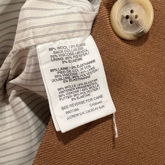 J Crew Regent Women's Camel Tone Tan Wool Fitted Blazer Size OO - Picture 5 of 8